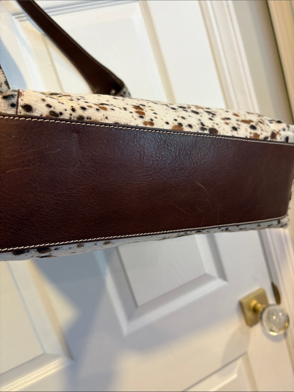 BNWT CAVALCANTI Cowhide Brown Black Speckle Shoulder Bag Genuine Italian Leather - Picture 11 of 13